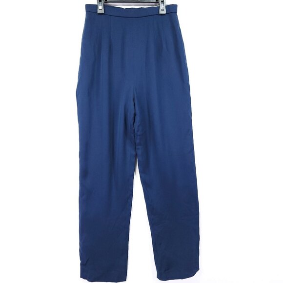 Carolina Herrera Silk Trousers Size 8 Straight leg Flat front Brown Back Zip - Picture 3 of 15